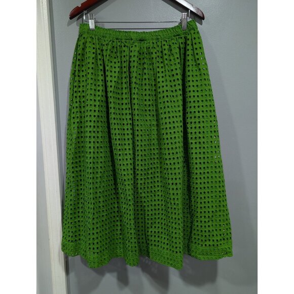 Kate Spade New York X Target Green Eyelet Volume Midi Skirt Side Pockets Size M - Picture 2 of 14